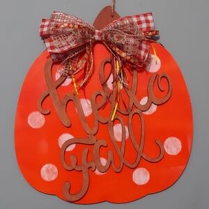 Handcrafted Hello Fall Pumpkin Sign